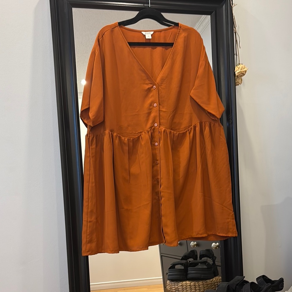 Orange Button-Down Dress